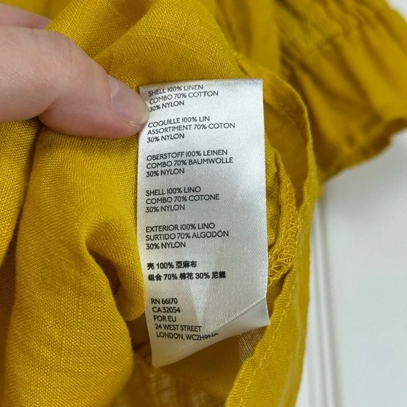 Anthro Maeve Magritte Linen Puff Sleeve Button Font Blouse Size 2 Yellow Gold - Picture 8 of 12